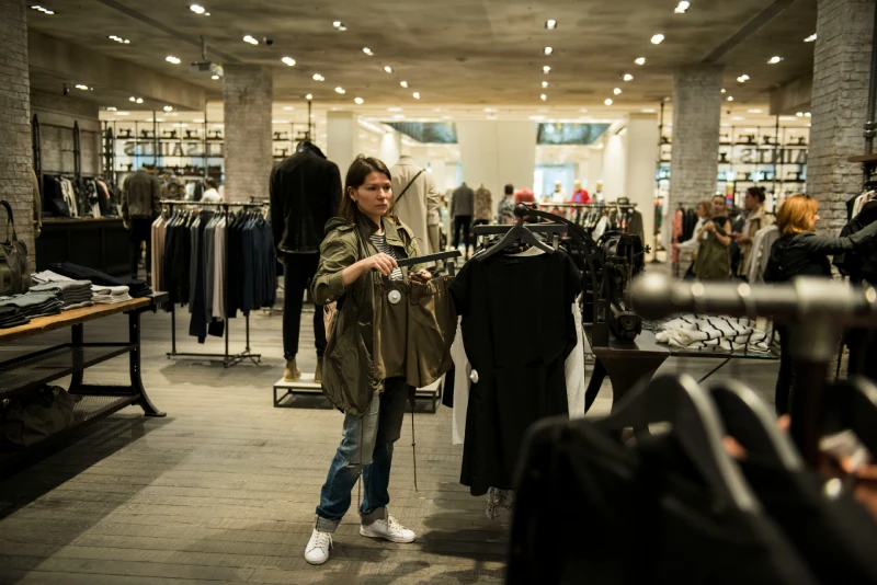 Inside a clothing store